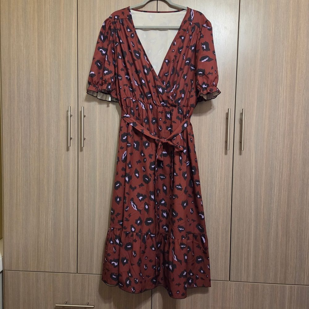 Burgandy Leopard Dress